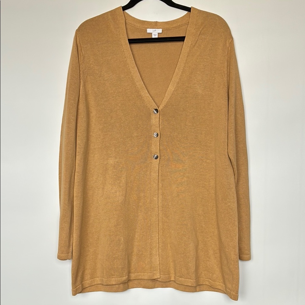 J Jill Mustard Button-Up Cardigan Sweater